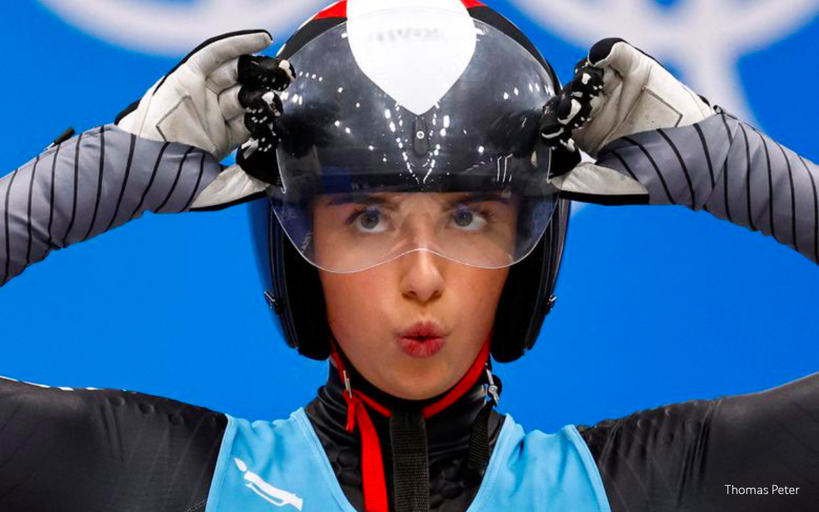 Hannah Prock de Austria antes de su carrera de luge individual femenino, Beijin