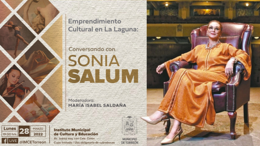 Sonia Salum ofrecerá la charla “Emprendimiento cultural”