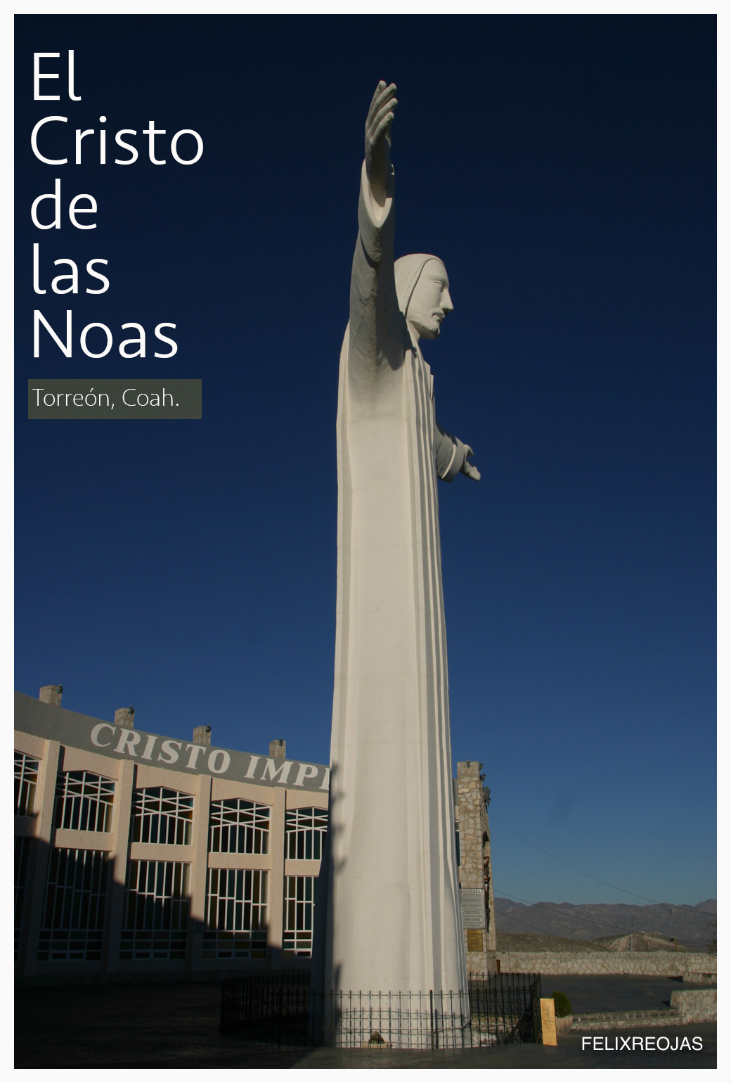 El El Cristo de las Noas. Mide 22 metros de altura, está construido de hormigón armado. El Cristo le debe su nombre al cerro donde se encuentra, el Cerro de las Noas.