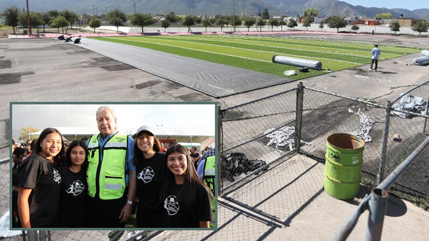 <strong>Ya vamos al 50% en la rehabilitación del campo de americano en el Biblioparque Sur.- Chema Fraustro</strong>