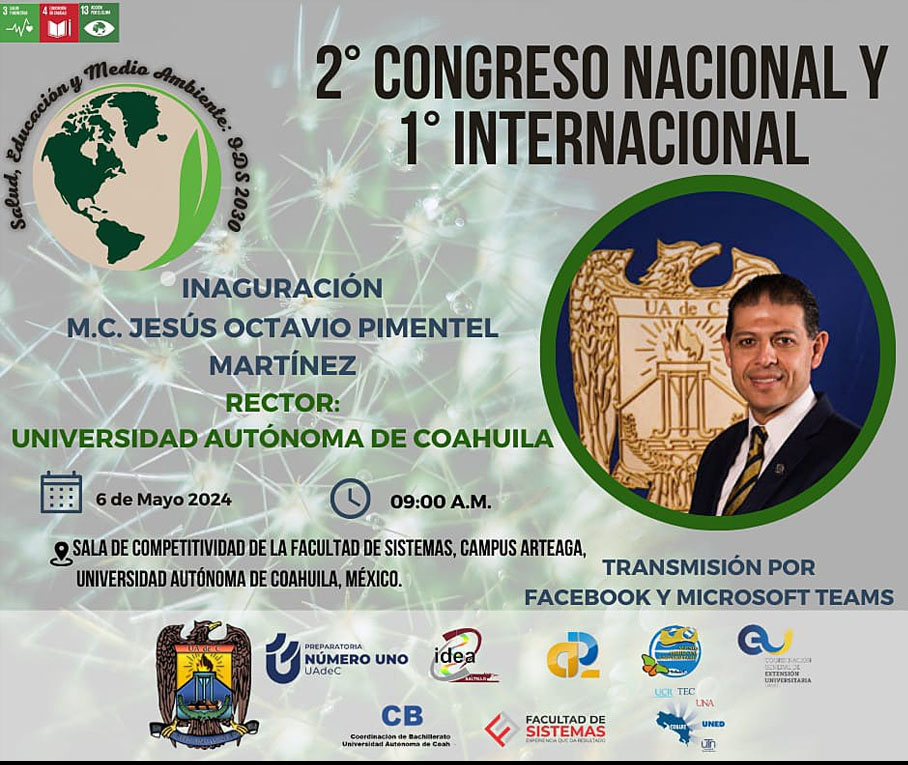 Invita UAdeC al Segundo Congreso Nacional y Primer Internacional de Salud, Educación y Medio Ambiente: ODS 2030