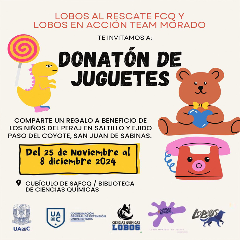 Invita el Equipo Morado de Lobos en Acción de la UAdeC a Sumarse a la Colecta “Donatón de Juguetes”