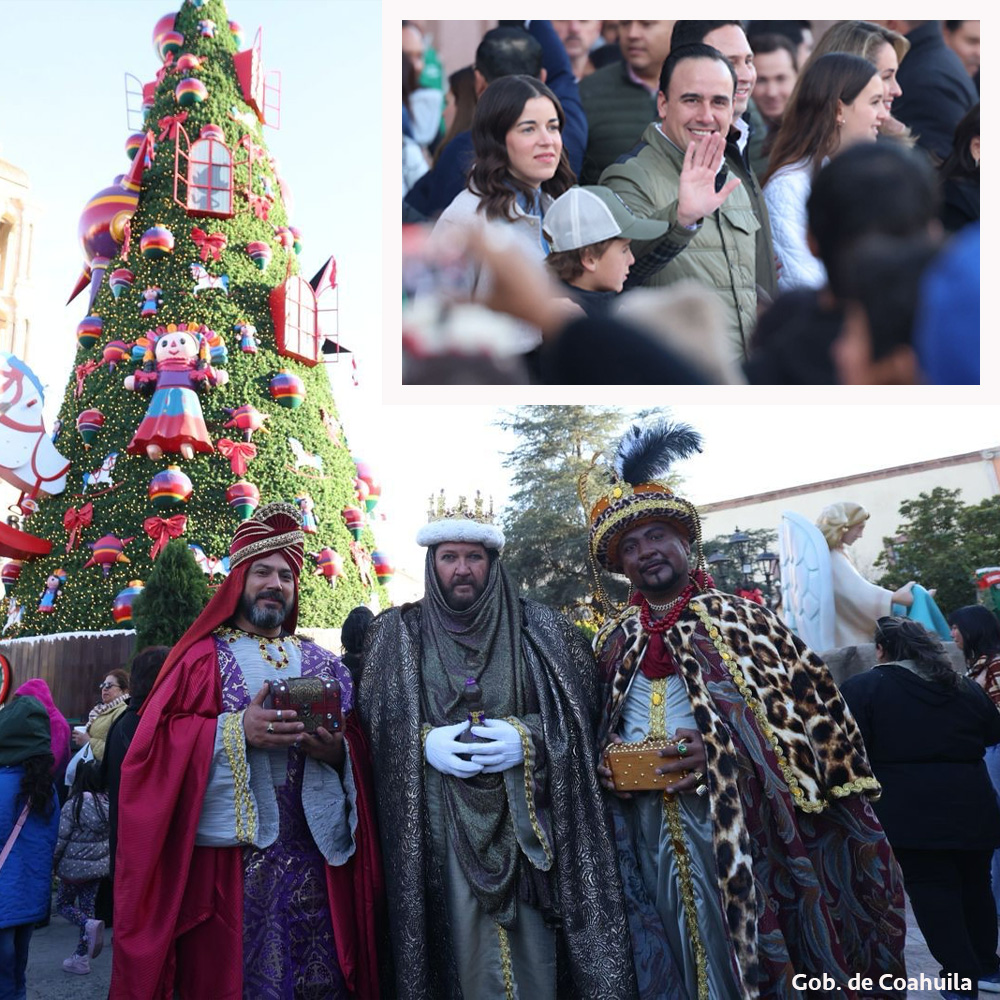 Manolo Jiménez y su esposa Paola, celebran el Día de Reyes con familias en Saltillo