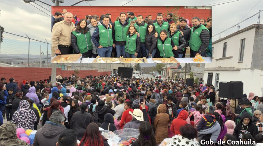 Llevan alegría a colonias del poniente de Saltillo con rosca y juguetes