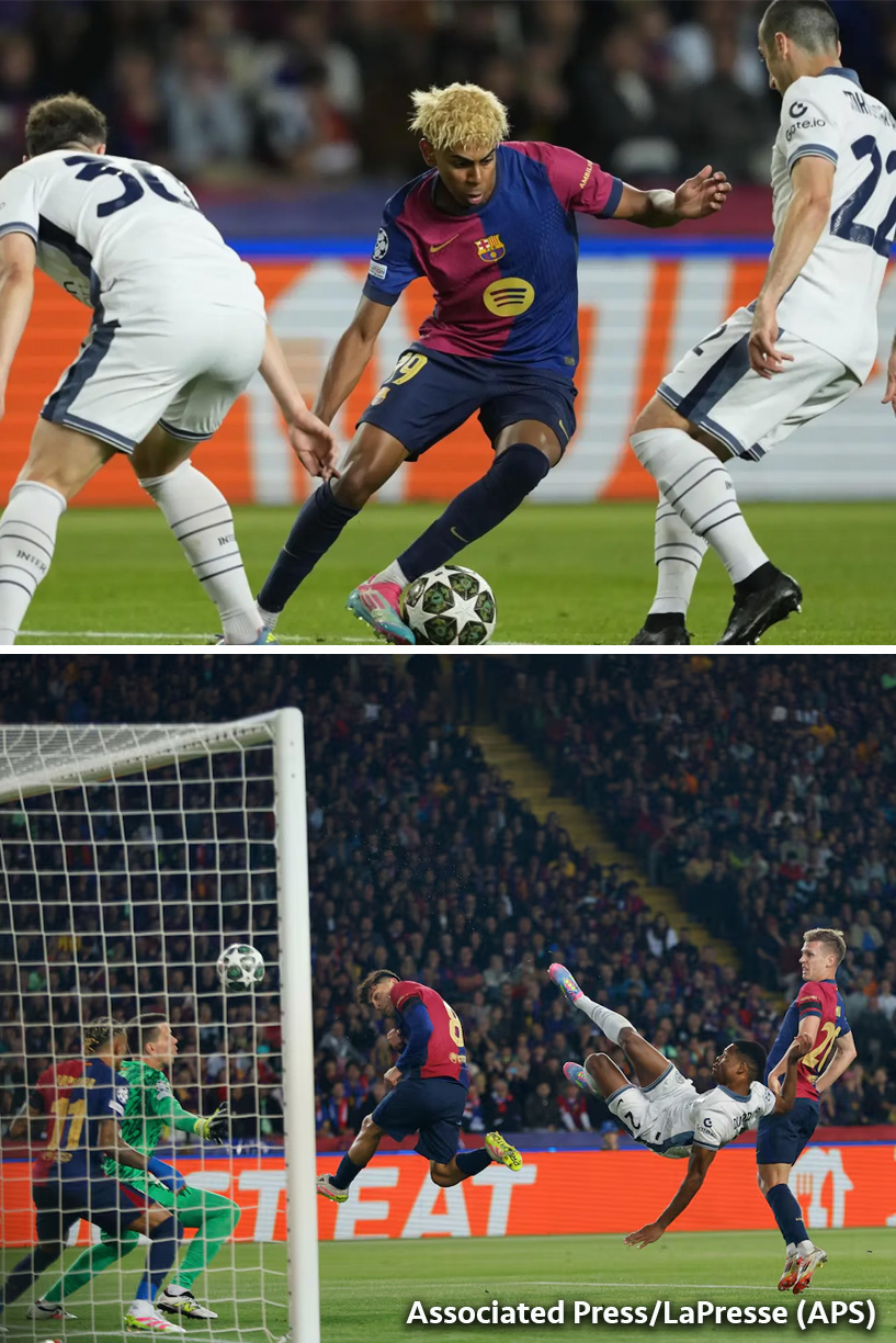 Lamine Yamal se hace mayor y rescata al Barça del desastre en Champions (3-3)