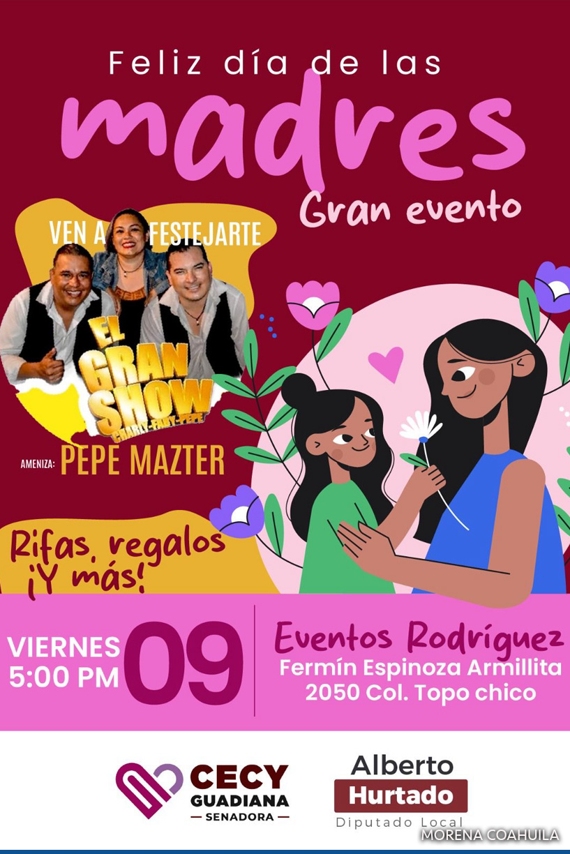 Cecy Guadiana y Alberto Hurtado, invitan a celebrar de las madres
