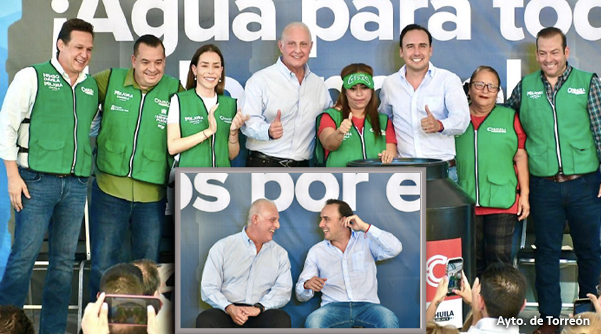 Inician Manolo Jiménez y Román Cepeda Programa de Entrega de Tinacos en Torreón