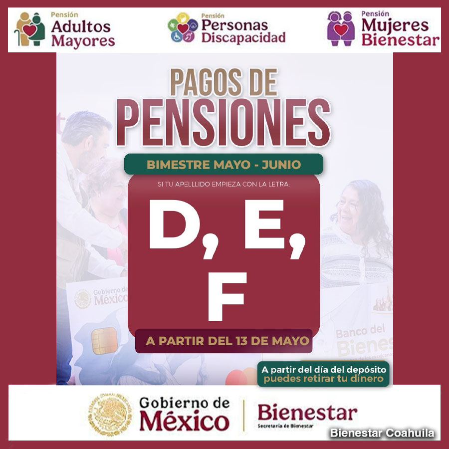 La Delegación de Bienestar Coahuila y el Lic. Américo Villarreal Santiago informan: