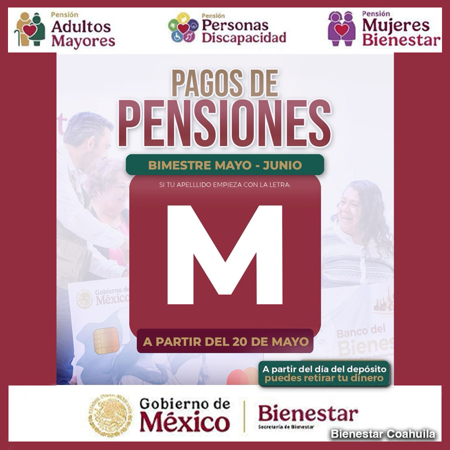 Pensión Bienestar Mayo-Junio 2025: Ya pueden cobrar Apellidos que comiencen con letra «M»