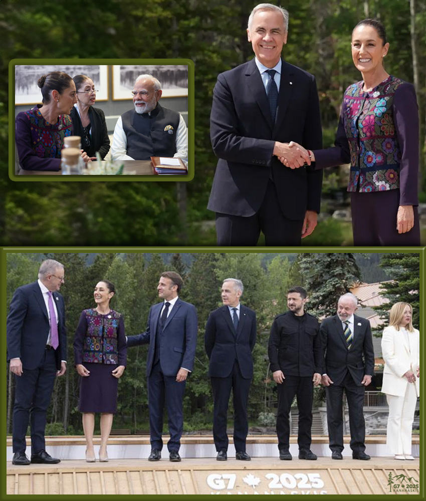 En G7, conversan Presidenta Sheinbaum y primer ministro de India, Narendra Modi