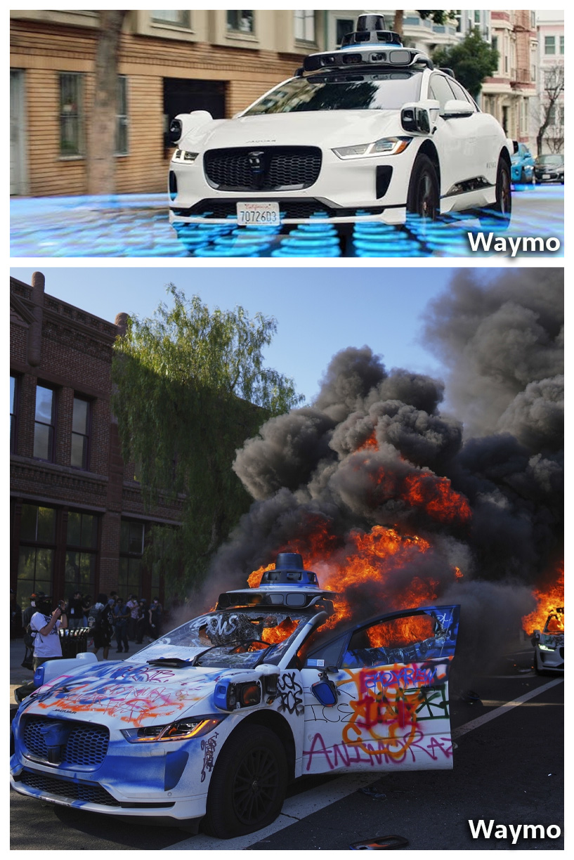 Los coches autónomos arden en LA  