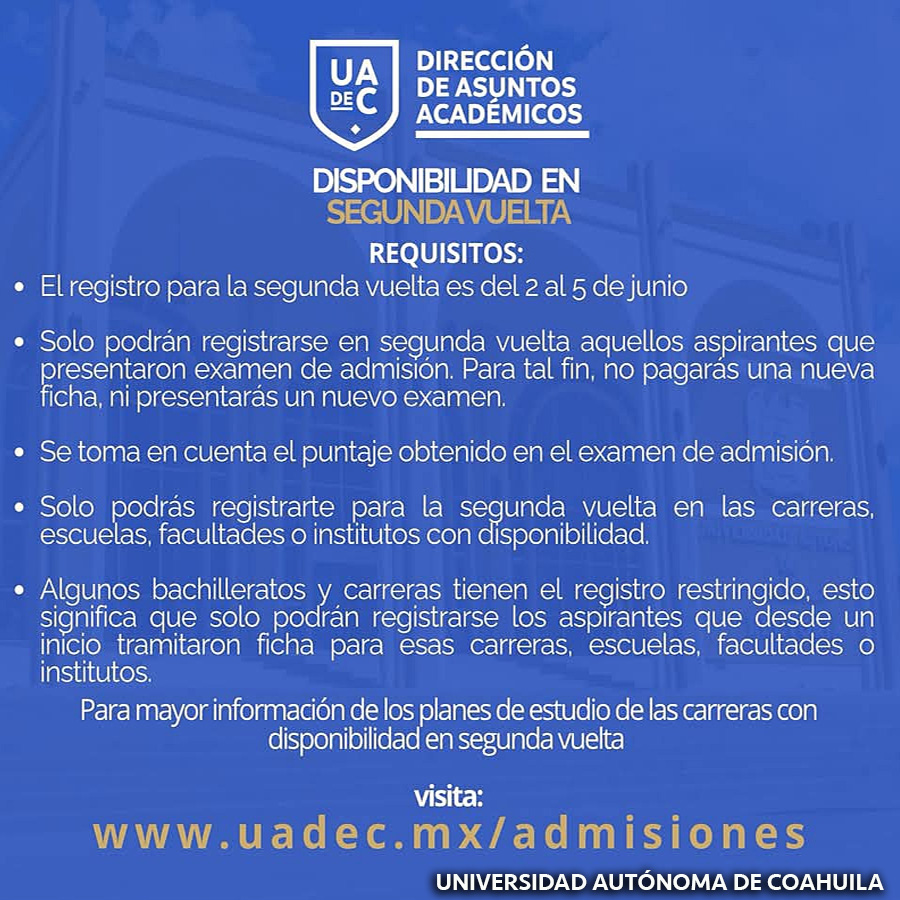 ¡Segunda Oportunidad para la UAdeC!