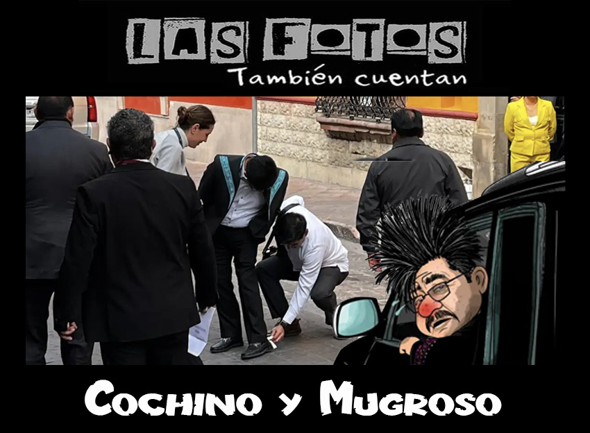 Colaboradores limpian los zapatos del presidente de la Corte, Hugo Aguilar…  ¡Cochino y Mugroso!