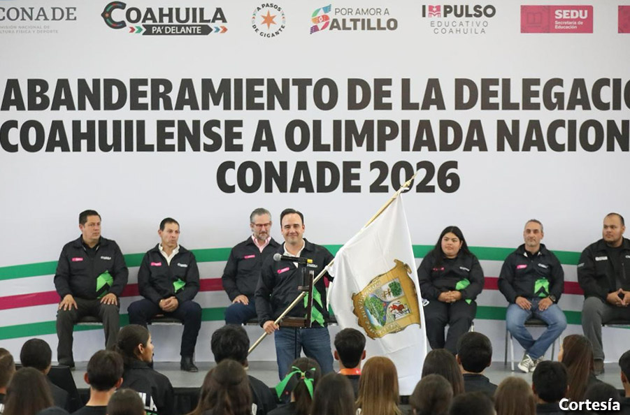 Manolo Jiménez abandera a delegación para la Olimpiada Nacional 2026