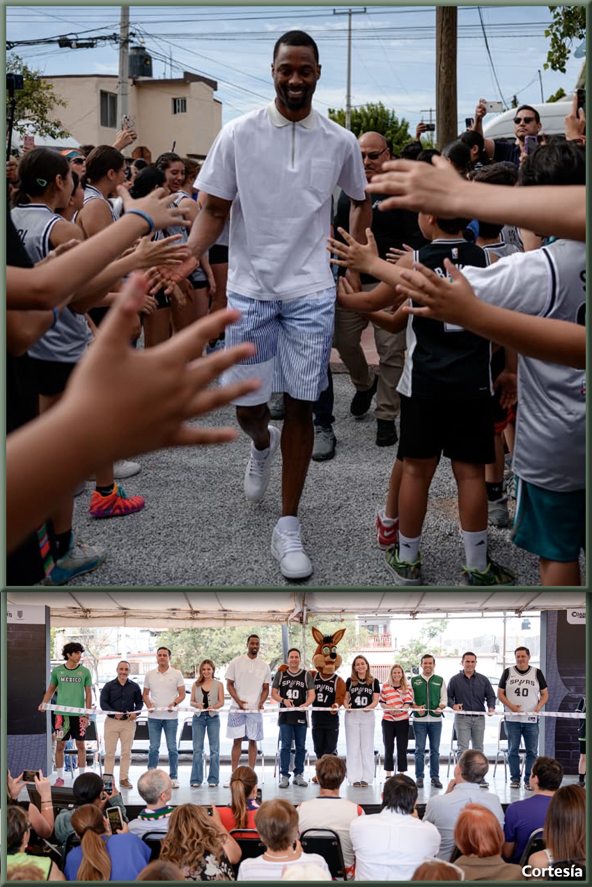 Harrison Barnes acompaña al alcalde Javier Díaz a inaugurar dos plazas deportivas.