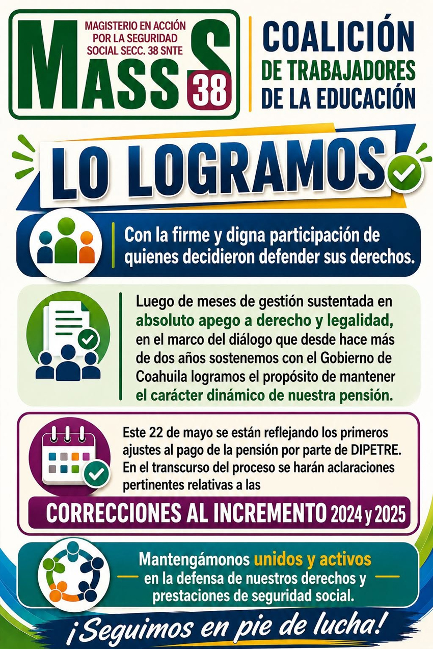 Dispersan pagos pendientesa pensionados de la Sección 38