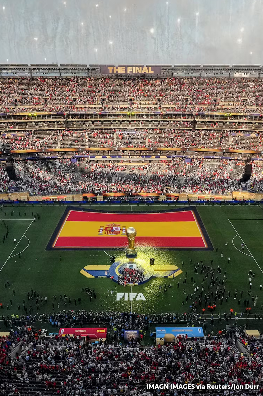 Vista del estadio durante la entrega del trofeo.