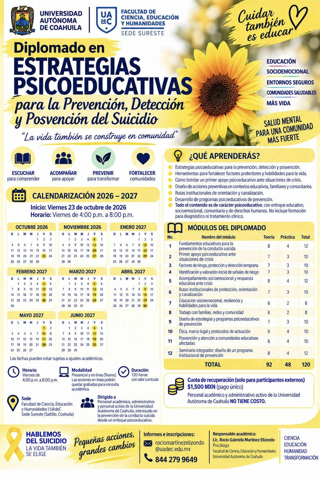 UAdeC ofrece diplomado sobre prevención del suicidio