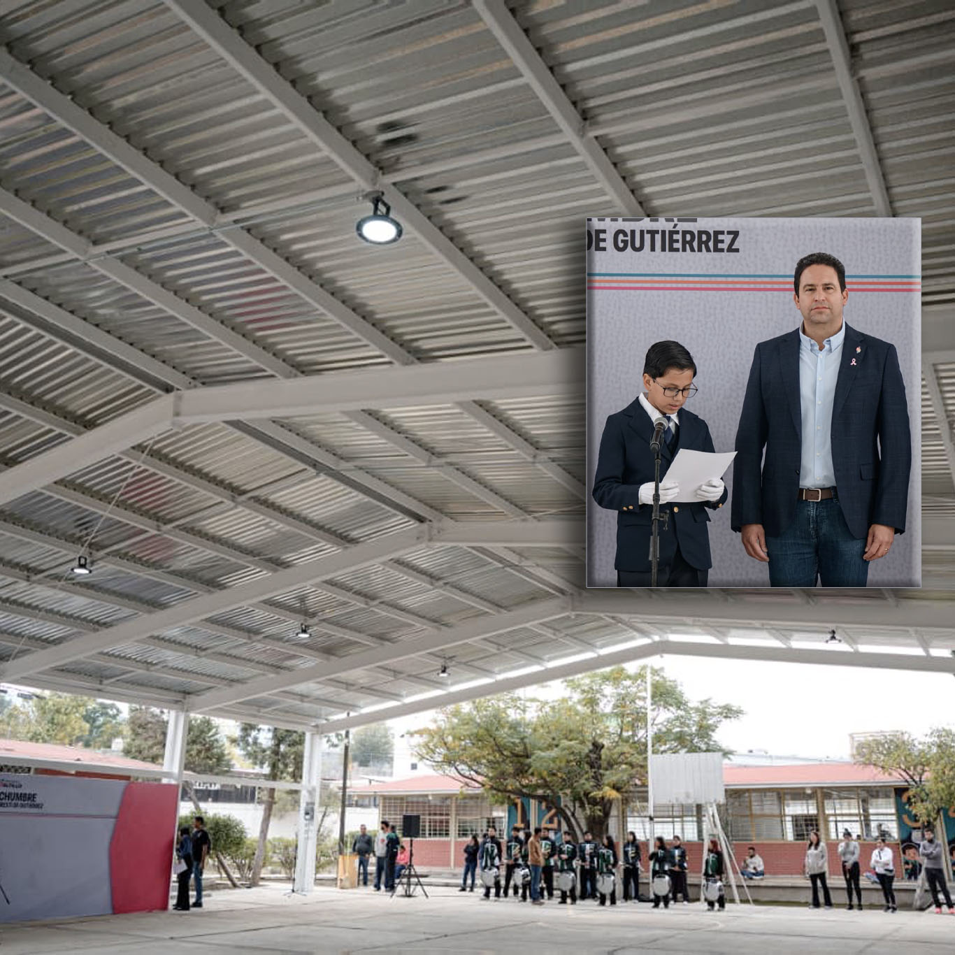 Cumple JDíaz compromiso con techumbre en primaria
